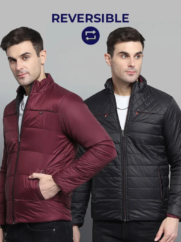 Best Bargains Men Black Solid Mock Neck Full Sleeve Jacket