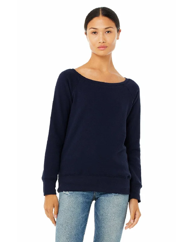 Deal Dash Bella+Canvas Ladies Triblend Sponge Fleece Wide Neck Sweatshirt | Navy