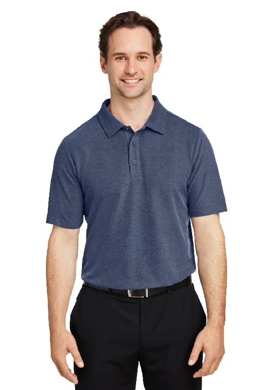 Closeout Deal Core 365 Mens Fusion ChromaSoft Performance Moisture Wicking Short Sleeve Polo Shirt - Heather Classic Navy Blue Closeout Deal Core 365 Mens Fusion ChromaSoft Performance Moisture Wicking Short Sleeve Polo Shirt - Heather Classic Navy Blue