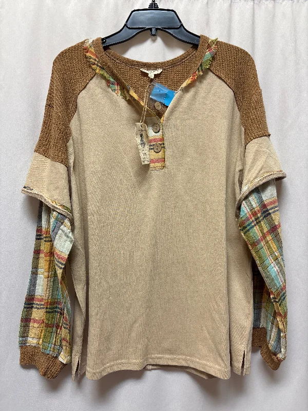 Weekend Discounts to Grab Top Long Sleeve By Easel In Brown, Size: L