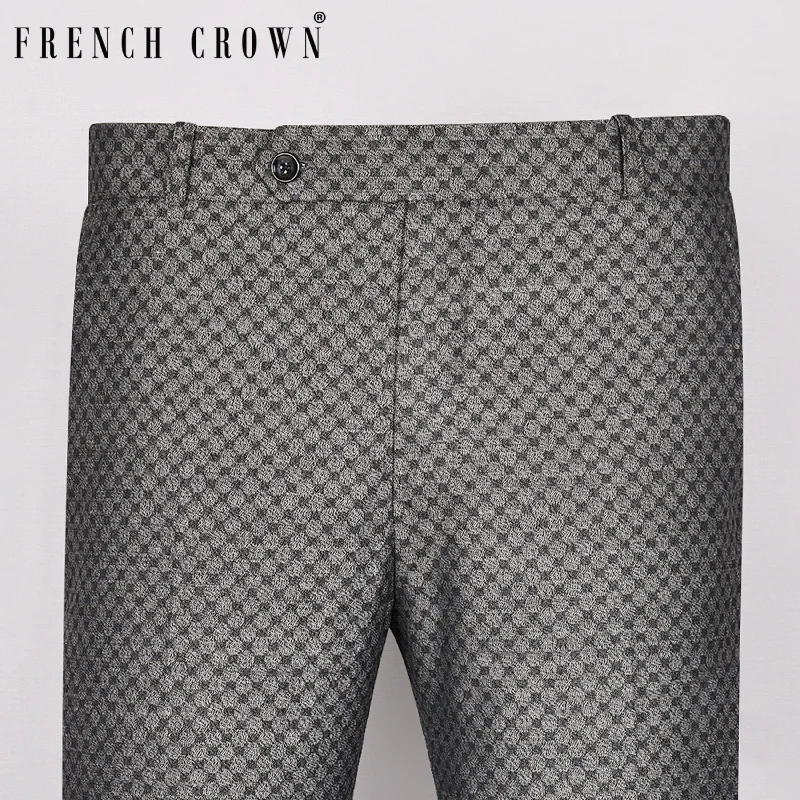 Hurry In Pebble Grey Box Textured Wool blend Pant
