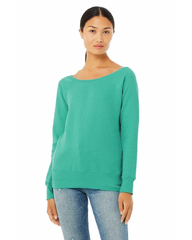 Daily Deals Bella+Canvas Ladies Triblend Sponge Fleece Wide Neck Sweatshirt | Teal