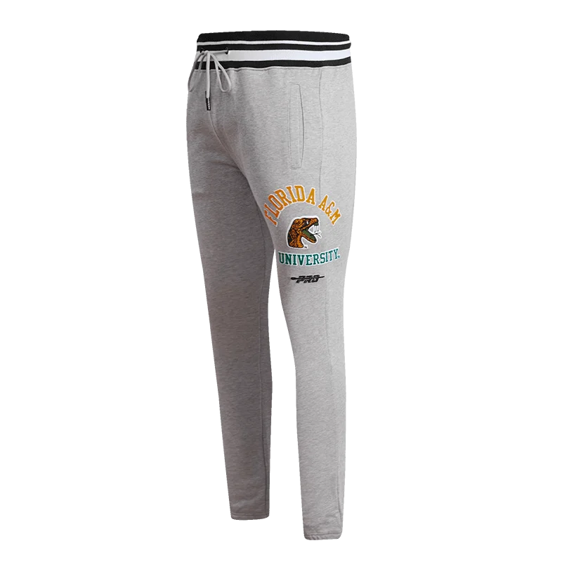 Quick Sale FLORIDA A&M UNIVERSITY CLASSIC MEN'S STACKED LOGO SWEATPANT (HEATHER GRAY/BLACK)