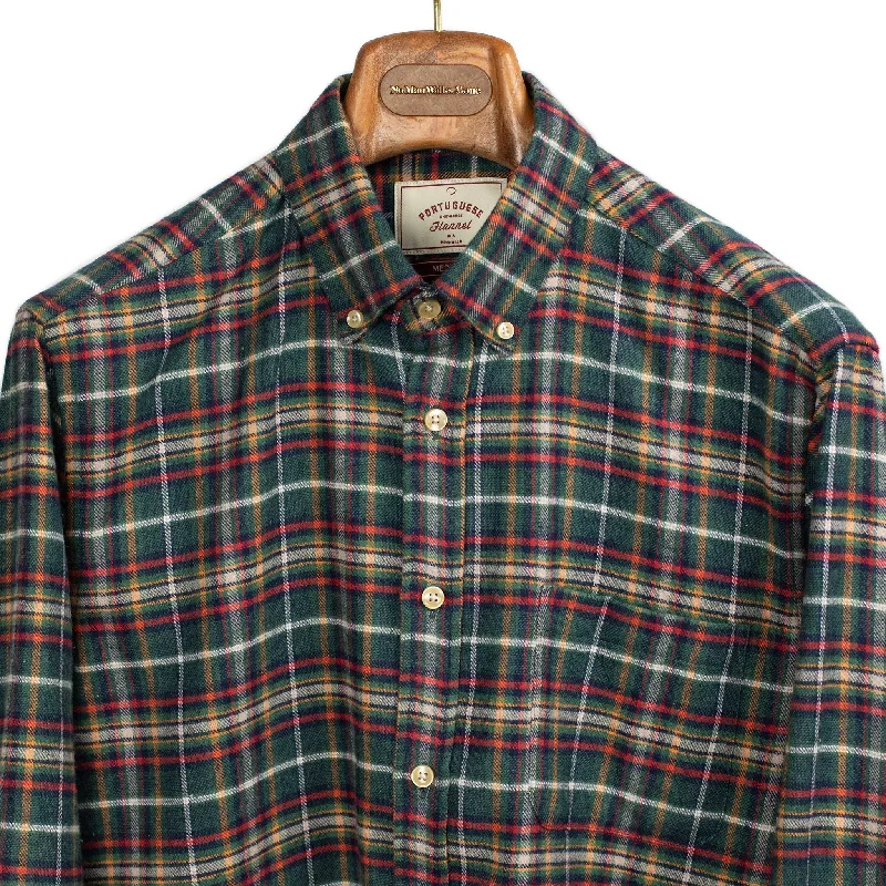 Unmissable Sale Forest Train shirt in green, blue, red and orange plaid cotton flannel