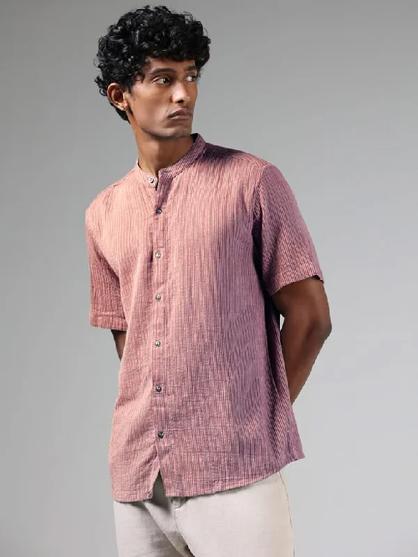One-DAY Sale ETA Wine Striped Cotton Resort-Fit Shirt