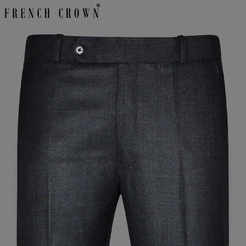 Weekend Deals to Brighten Your Day Charcoal Subtle Plaid Wool Blend Pant