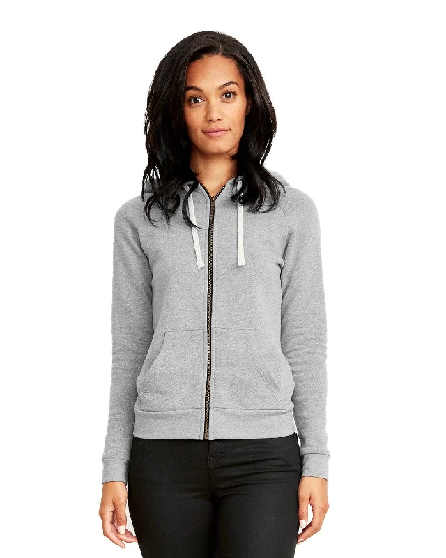 Huge Discounts Next Level Apparel Ladie's Malibu Raglan Full-Zip Hooded Sweatshirt | Heather Gray