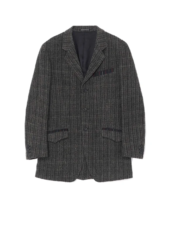 Don't Delay NEPPED HERRINGBONE JACKET WITH STRIPED POCKET DETAILS