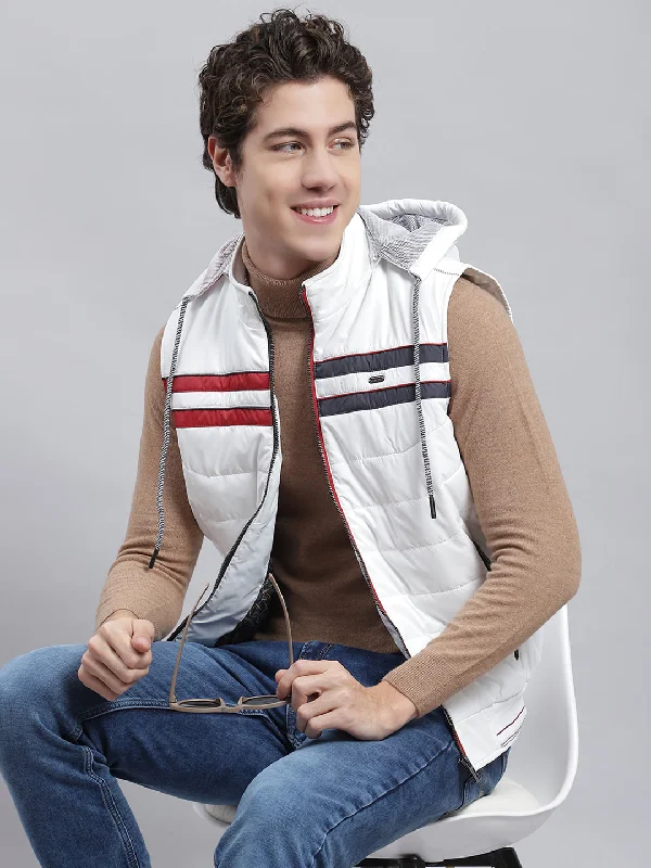 Final Clearance Men White Plain Jacket