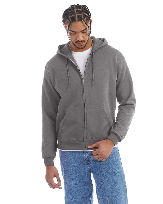Limited Quantity Champion EcoSmart Full-Zip Hoodie | Stone Gray