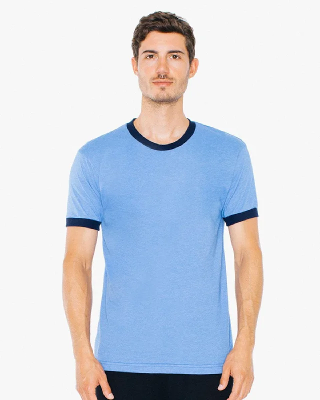 Price Drop American Apparel Unisex Poly-Cotton Short Sleeve Ringer T-Shirt | Hth Lk Blue/ Nvy Price Drop American Apparel Unisex Poly-Cotton Short Sleeve Ringer T-Shirt | Hth Lk Blue/ Nvy