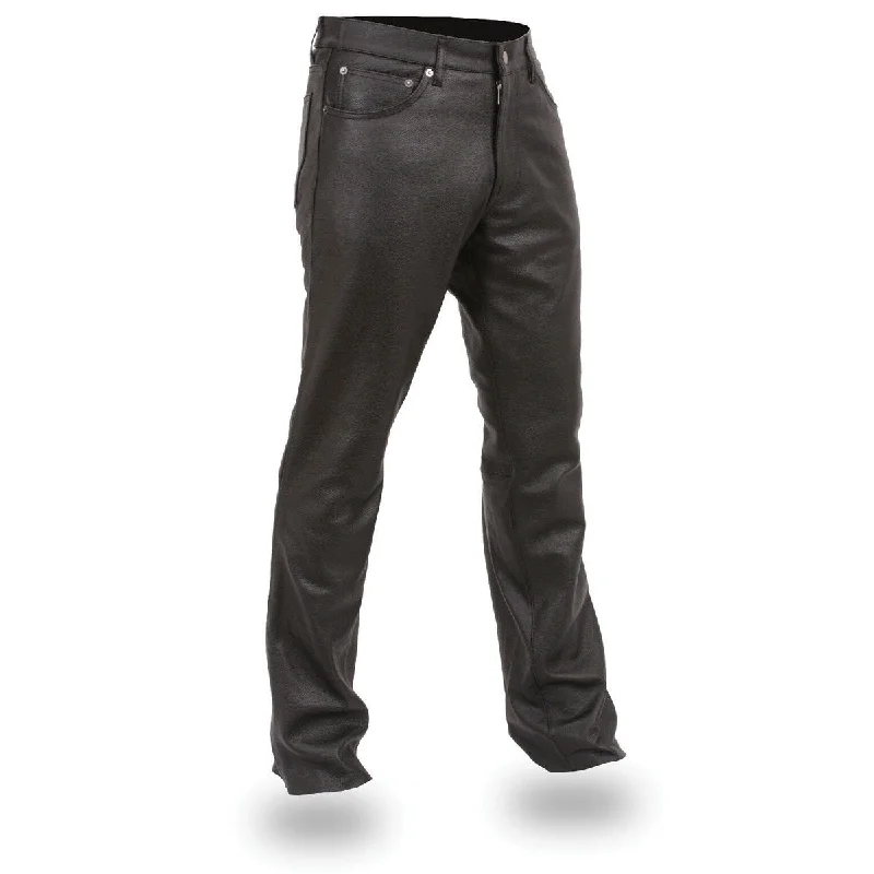 Holiday Sale Leather King SH1140 Men's Black Leather 5 Pocket Jean Style Pants