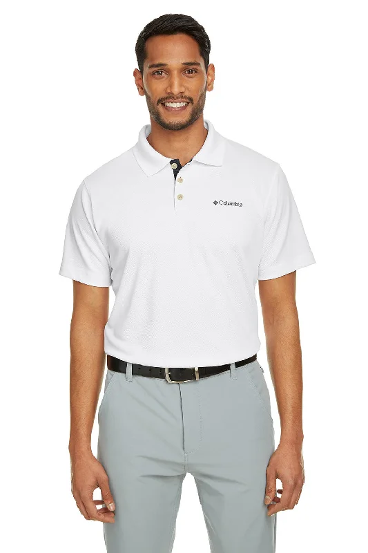 Quick Sale Columbia Mens Utilizer Moisture Wicking Short Sleeve Polo Shirt - White - Closeout Quick Sale Columbia Mens Utilizer Moisture Wicking Short Sleeve Polo Shirt - White - Closeout