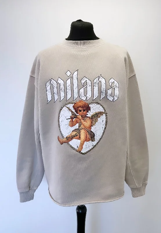 Savings Galore Washed Taupe Cherub Heavyweight Open Hem Sweatshirt.