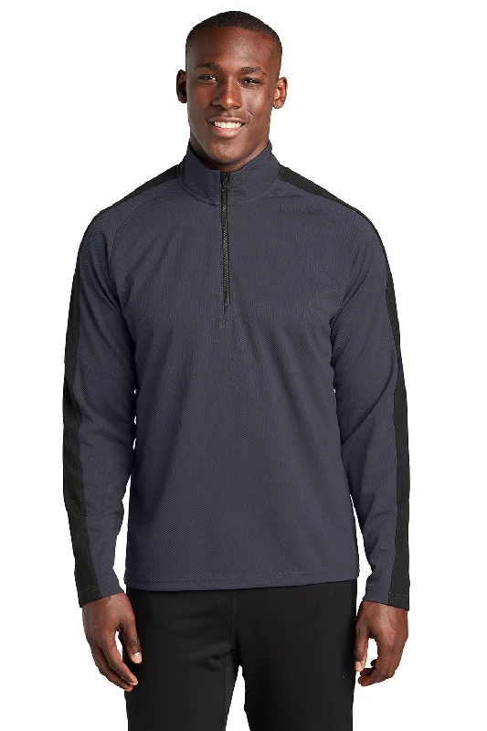 New Markdowns Sport-Tek Mens Sport-Wick Moisture Wicking 1/4 Zip Sweatshirt - Iron Grey/Black