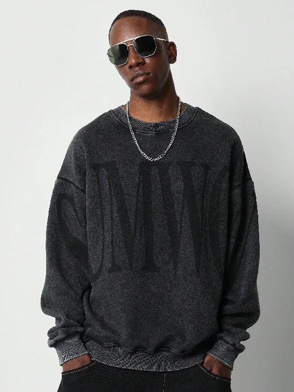 Weekend Savings Spree Oversized Fit Drop Shoulder Washed Sweatshirt With Print