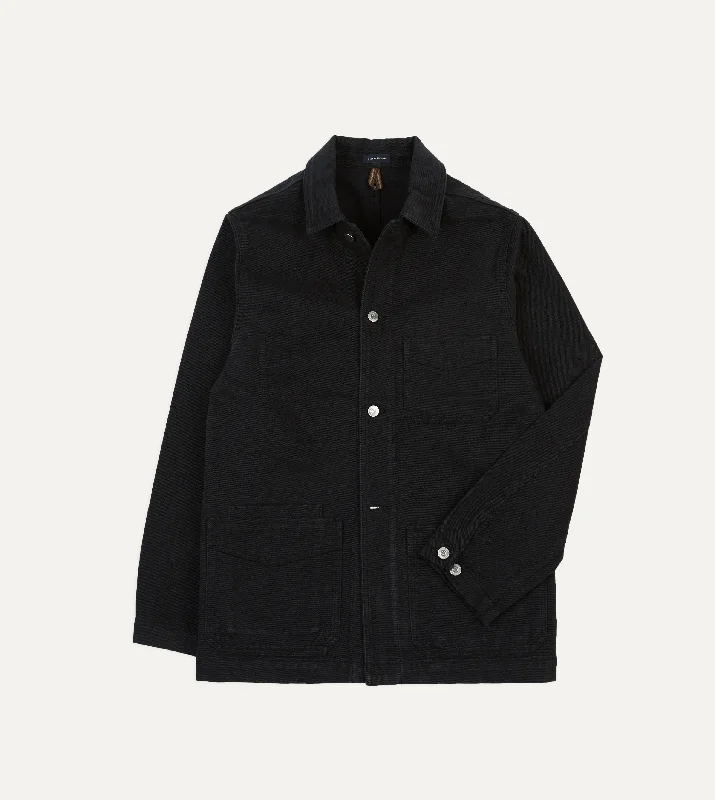 Price Drop Black Heavy Twill Cotton Five-Pocket Chore Jacket