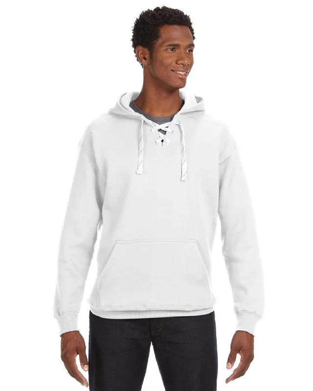Fantastic Offers J America Adult Sport Lace Hooded Sweatshirt | White