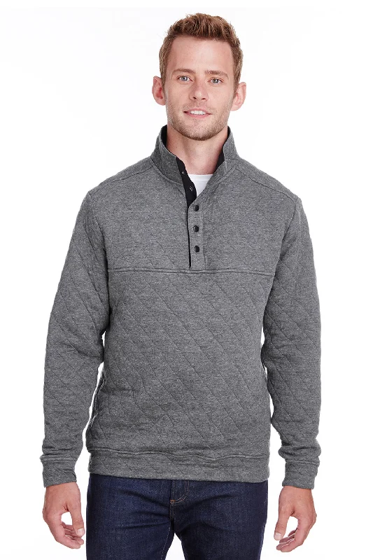 Act Now J America Mens Quilted 1/4 Snap Down Sweatshirt - Heather Charcoal Grey