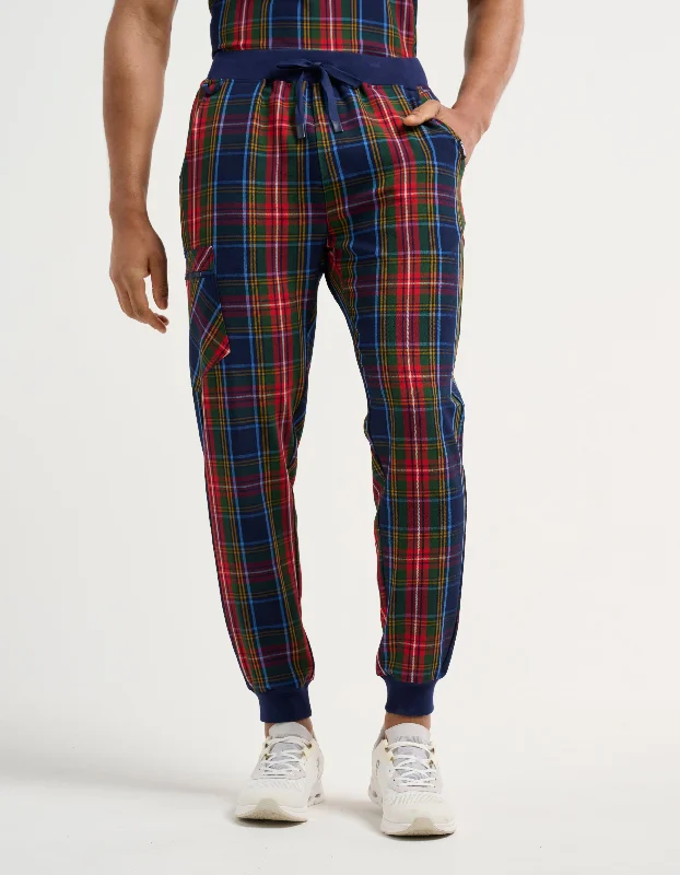 Mega Sale Essential Jogger Scrub Pants - Christmas Blue Tartan