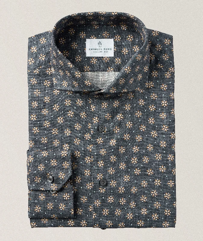 Unwind with Weekend Discounts Floral Pattern Dobby Sport Luxury Shirt SF19145