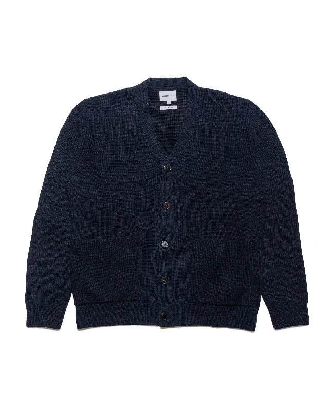 Exclusive Deal Norse Projects Loki Wool Cotton Rib Cardigan Dark Navy