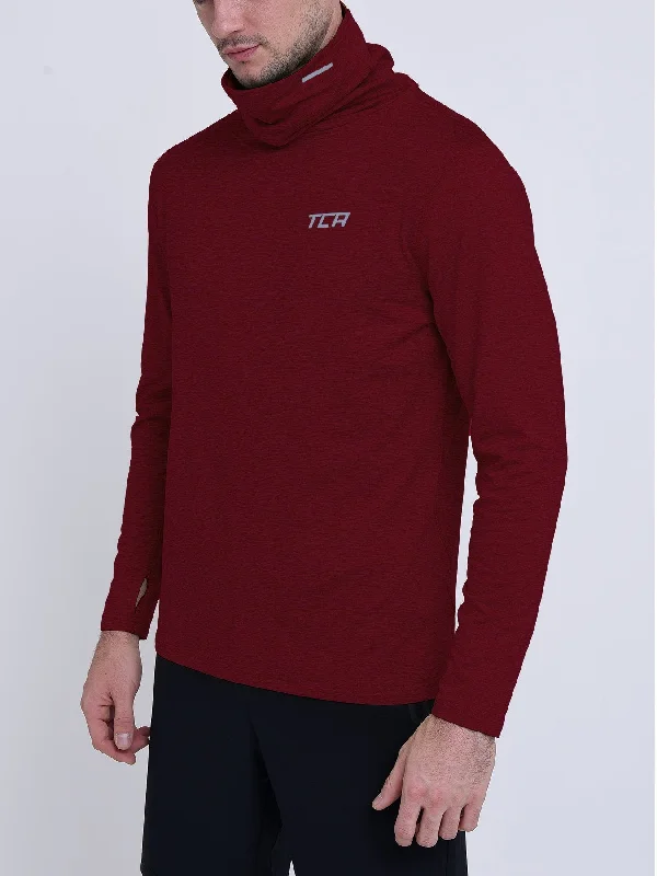 Flash Sale Warm-Up Thermal Long Sleeve Funnel Neck Top For Men With Brushed Inner Fabric, Thumbholes & Reflective Strips Flash Sale Warm-Up Thermal Long Sleeve Funnel Neck Top For Men With Brushed Inner Fabric, Thumbholes & Reflective Strips