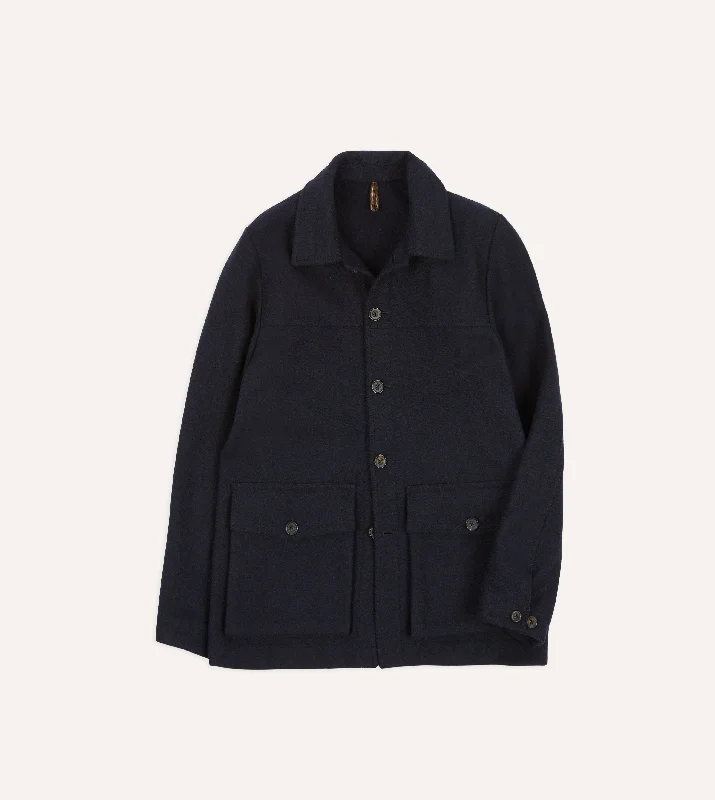 Deep Discounts Navy Melton Wool Donkey Jacket