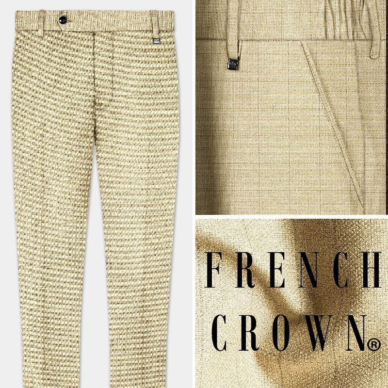 Price Blitz Pavlova Brown with Taupe Brown Checkered Dobby Wool Rich Pant