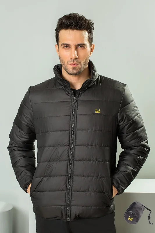 Overstock Imported NormalWeight Packable Puffer - Black Gold
