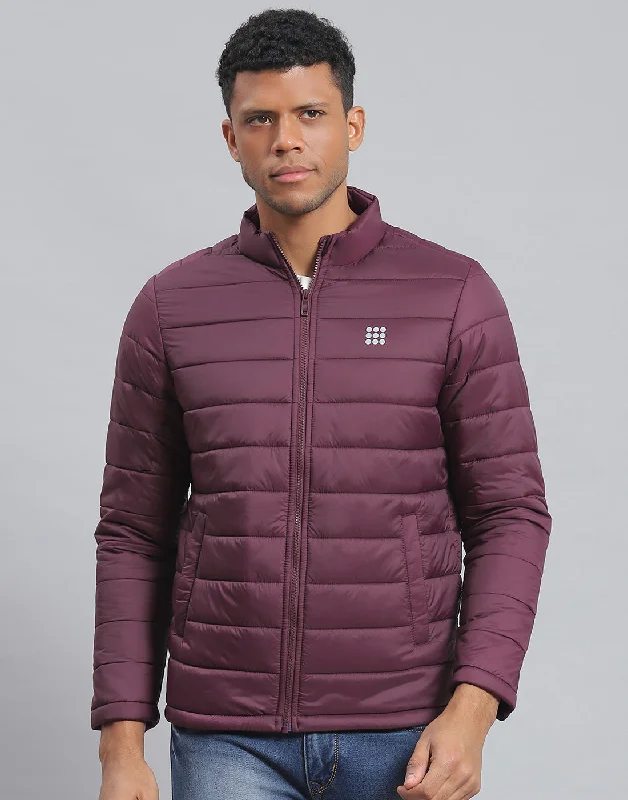 Special Savings Men Maroon Solid Stand Collar Full Sleeve Jacket