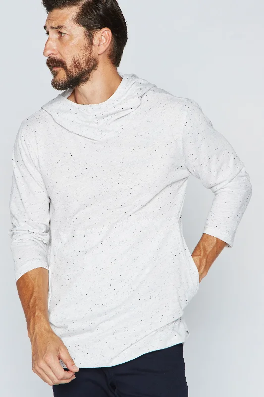 Super Sale Men's 3/4 Sleeve Cowl Neck Visor Hoodie - Multi-Dot