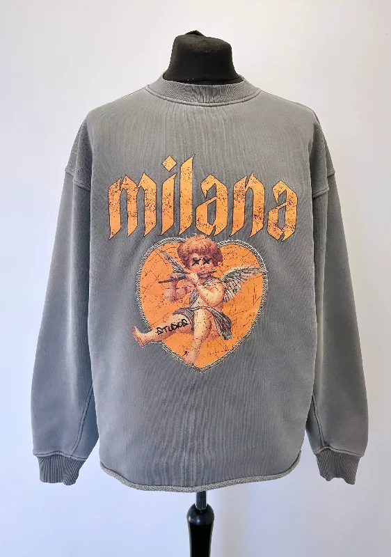 Unmissable Offer Washed Charcoal Cherub Heavyweight Open Hem Sweatshirt.