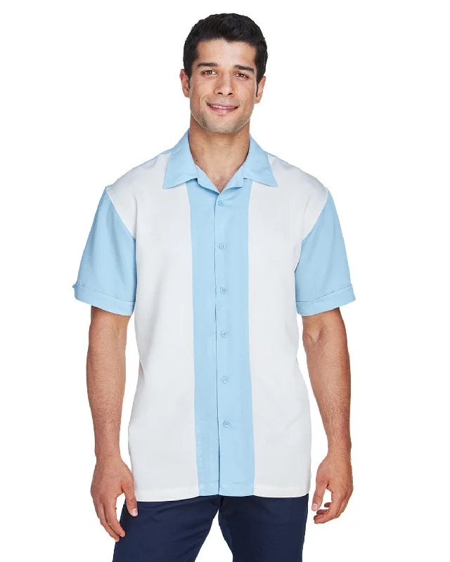 Special Price Harriton Two-Tone Bahama Cord Camp Shirt | Cloud Blue/ Crem