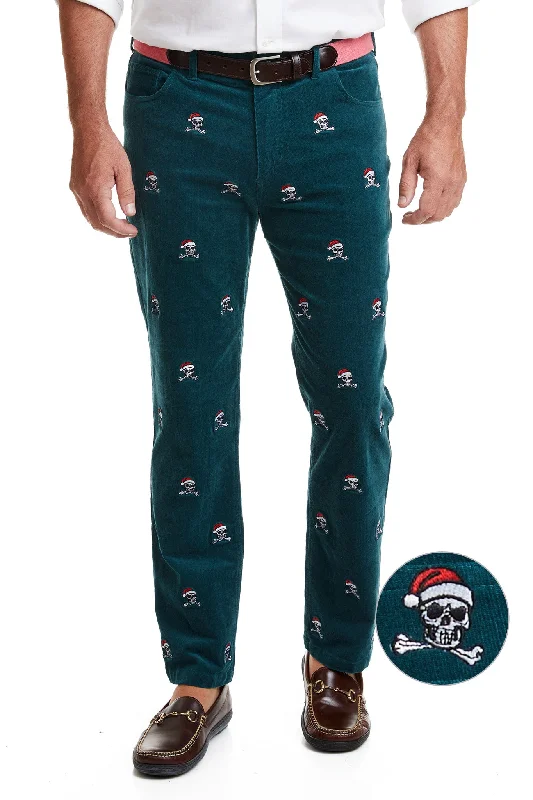 Price Drop Wayfarer 5-Pocket Pinwale Corduroy Pant Hunter with Christmas Jolly Roger