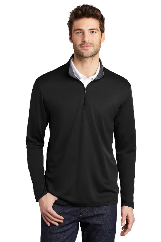 Super Sale Port Authority Mens Silk Touch Performance Moisture Wicking 1/4 Zip Sweatshirt - Black/Steel Grey Super Sale Port Authority Mens Silk Touch Performance Moisture Wicking 1/4 Zip Sweatshirt - Black/Steel Grey