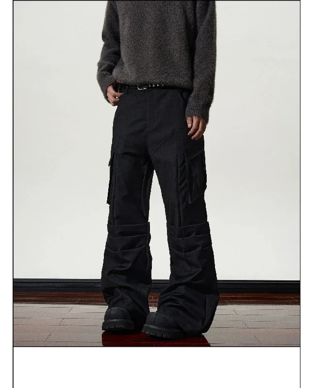 Price Slash Multi-Pleats Flared Cargo Pants