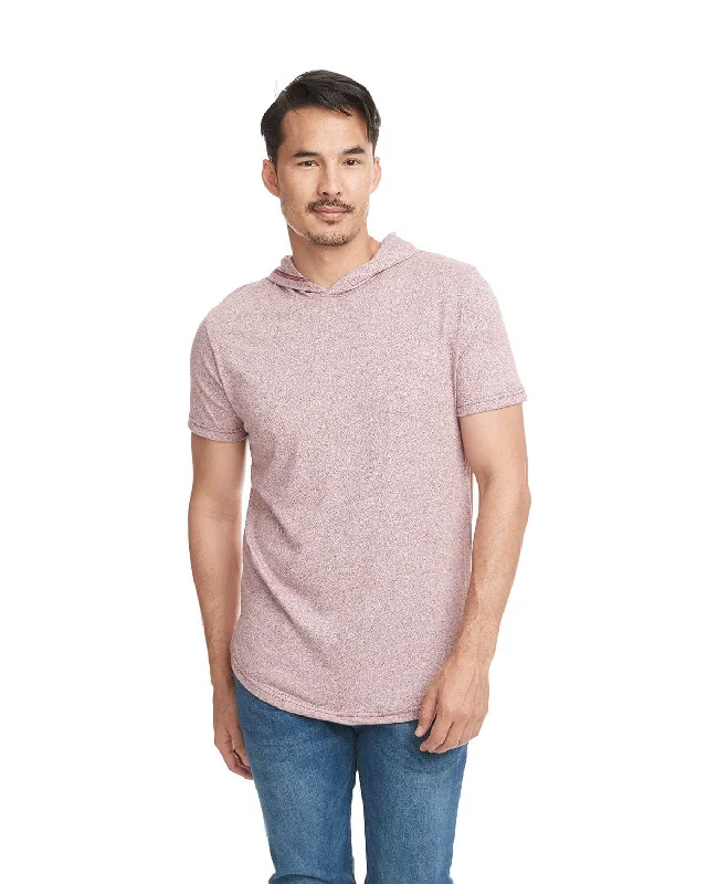 Clearance Sale Next Level Apparel Unisex Mock Twist Short Sleeve Hoody T-Shirt | Tech Maroon