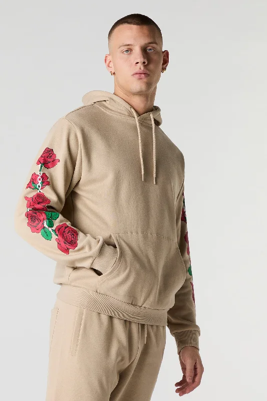 Deal Dash Rose Arm Graphic Fleece Hoodie