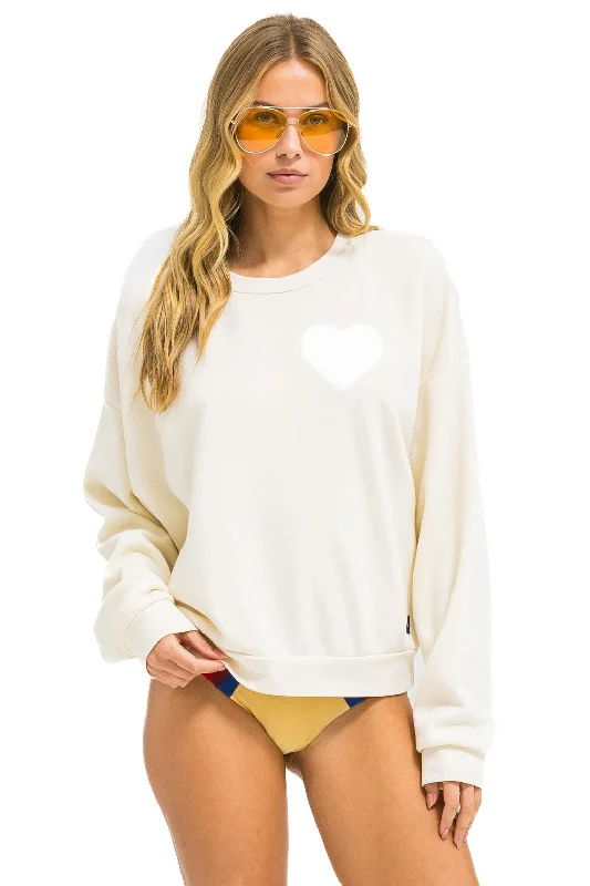 Weekend Savings Fiesta GLITTER HEART RELAXED CREW SWEATSHIRT - VINTAGE WHITE // SILVER Weekend Savings Fiesta GLITTER HEART RELAXED CREW SWEATSHIRT - VINTAGE WHITE // SILVER