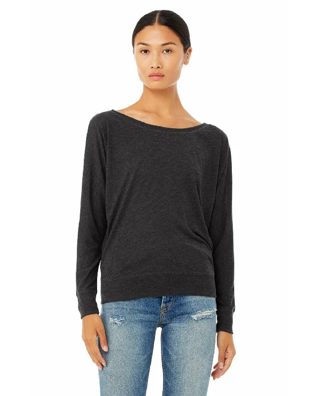 Weekend Offers That Shine Bella+Canvas Ladies Long Sleeve Off The Shoulder Top | Dark Gry Heather Weekend Offers That Shine Bella+Canvas Ladies Long Sleeve Off The Shoulder Top | Dark Gry Heather