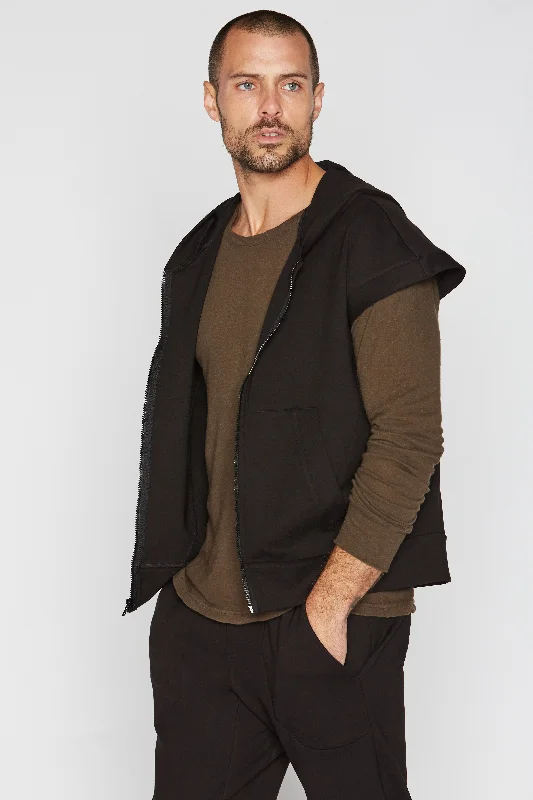 Special Discount Men's Performance Ponte Zip Front Sleeveless Hoodie