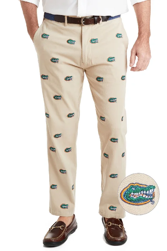 Overstock Sale Collegiate Stretch Twill Pant Khaki with University of Florida Gators