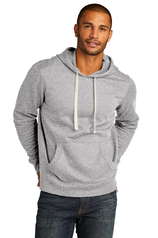 Weekend Bargains to Love District Mens Re-Fleece Hooded Sweatshirt Hoodie w/ Pouch Pocket - Heather Light Grey
