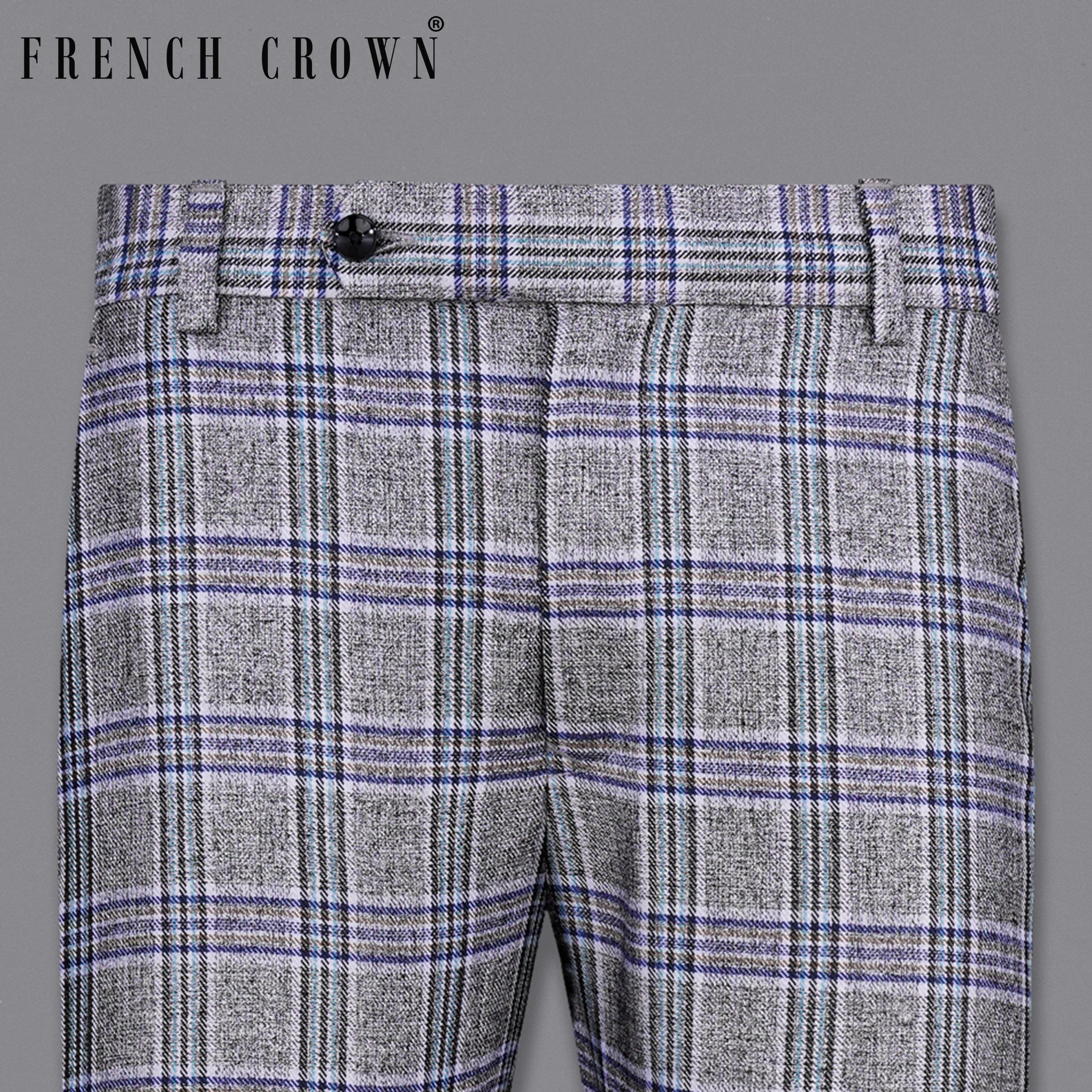 Weekend Special StarDust Gray with Martinique Blue Plaid Pant