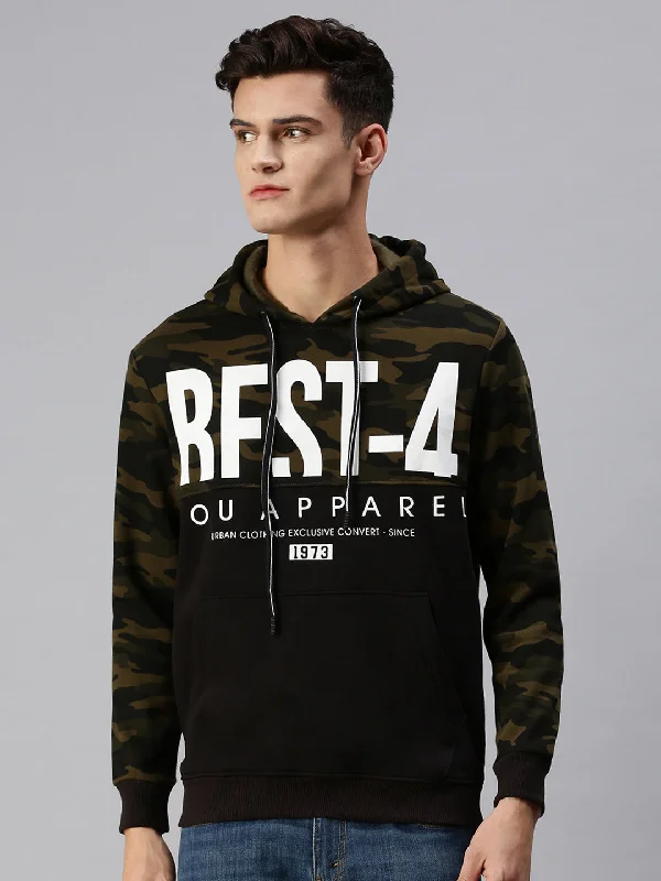 Weekend Bargains Galore Men Hooded Typography Black Pullover