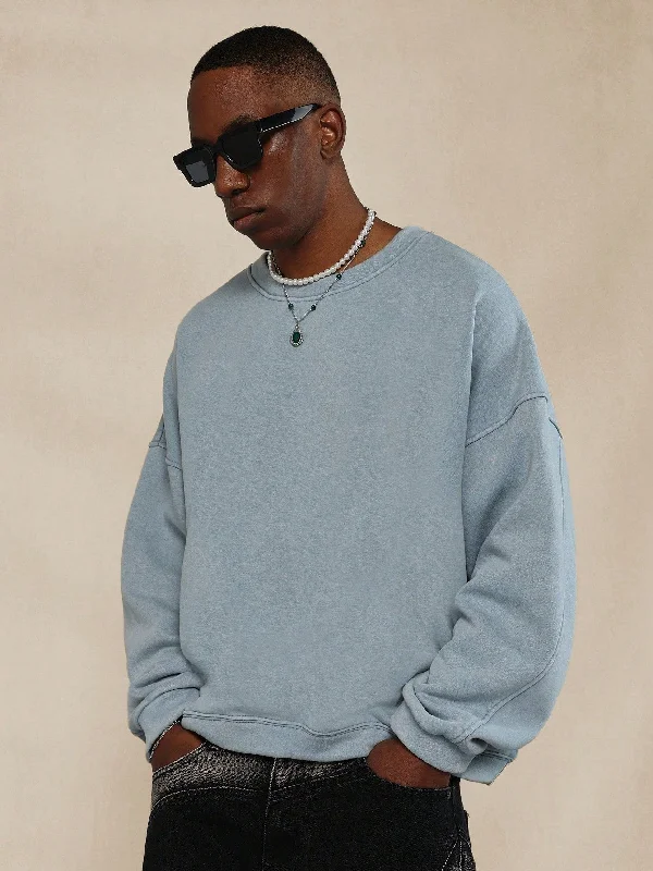 Your Weekend, Your Savings Oversized Washed Sweatshirt With Back Embroidery Detail