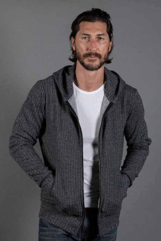 Deal Zone Spencer Herringbone Zip Front Hoodie
