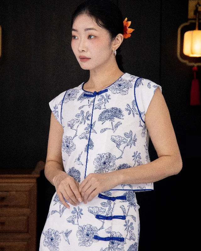 Weekend Savings Bonanza Porcelain Grace Chinese Knot Blouse (Printed)