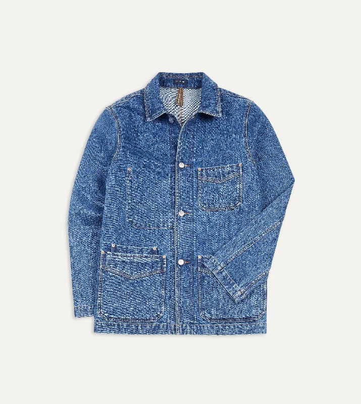 Weekend Shopping Bliss Bleach Wash Selvedge Denim Five-Pocket Chore Jacket